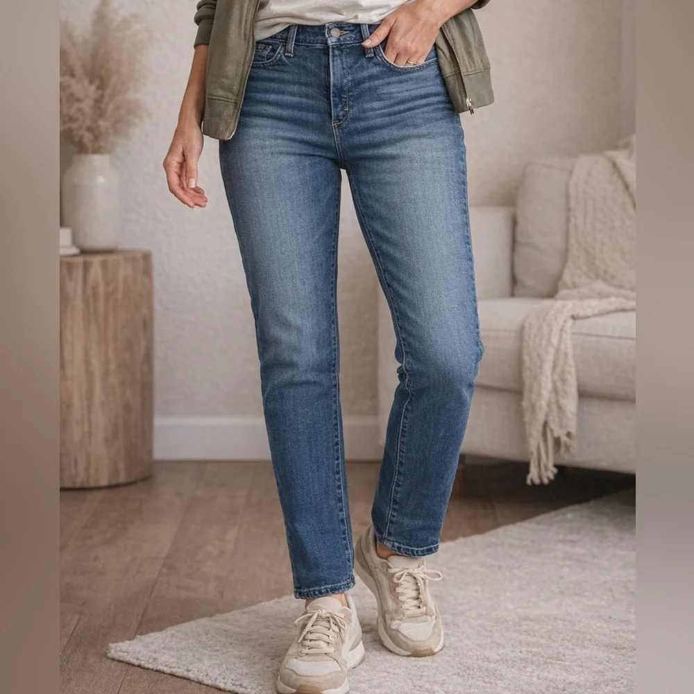 Spanx The Slim-X High Rise Ankle Jeans Medium Wash Slimming Denim Size 29